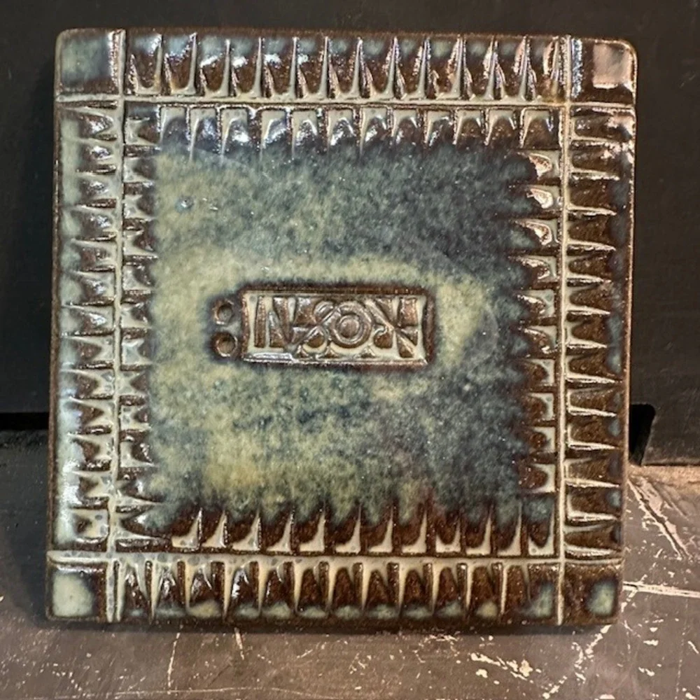 Artisan Ceramic Trivet Coaster Square‎ Signed ROSATI Stoneware Rustic Glaze